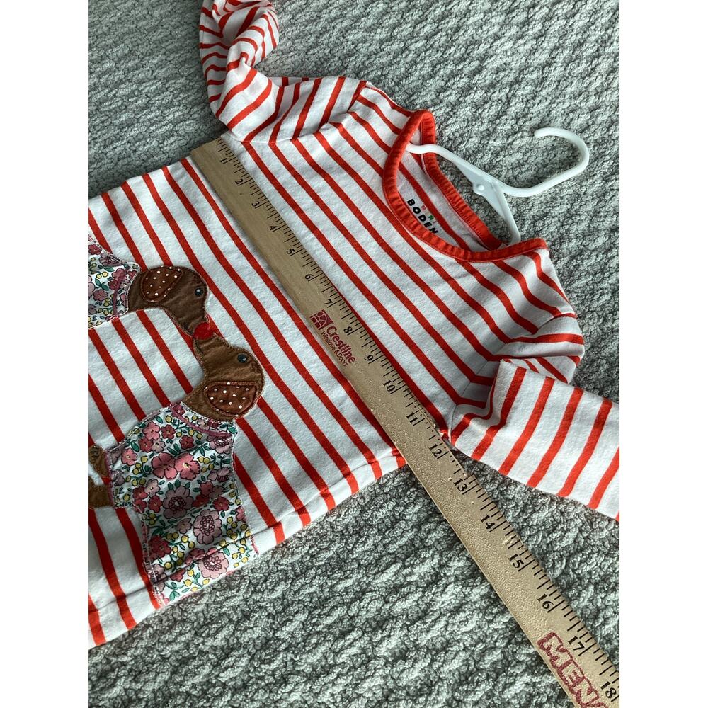 Mini Boden Girls 3-4 Red Stripped Dog Applique Cotton T-Shirt - Picture 7 of 9